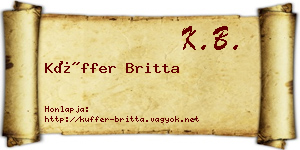 Küffer Britta névjegykártya